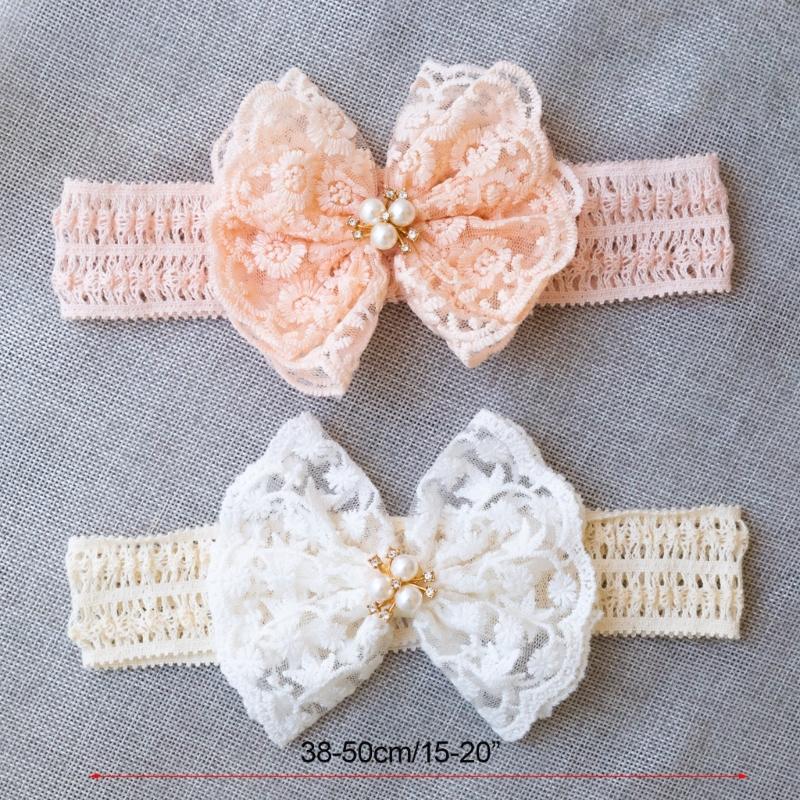 Großes Schleifen-Stirnband für Baby-Mädchen Spitzen-Schleife Haarband Elegantes Breites Stirnband Foto Haaraccessoires Dehnbarer Kopfschmuck