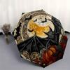 Halloween Moonlit Bat & Pumpkin Decorative StickerUmbrella with Cute Design, Portable 3-Fold Compact Umbrella for Men & Women, Valentine's Day Mother'