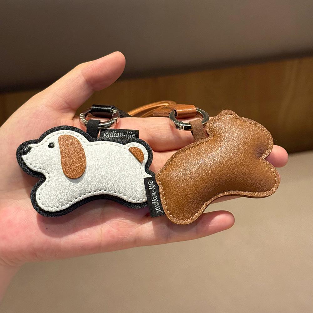 Original PU Leather Animal Keychain: Cute Lion Puppy Backpack Pendant, Creative Gift
