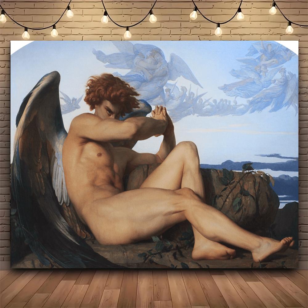 

Art Alexandre Cabanel The Fallen Angel Tapestry Print Large Tapestry Wall Hanging Wall Tapestry Decor Living Room Bedroom Home 74x94cm(29x37in)