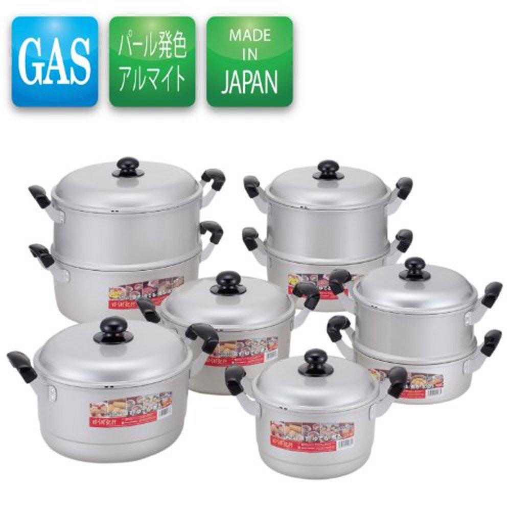 Hokuriku Aluminum Steamer Set 30cm Gas Fire Lightweight Yuuge Travel Anodized Made In Japan Silver [For Only]