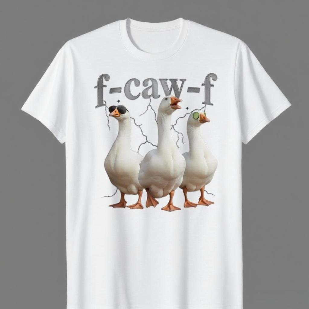 

Funny Goose Tshirt FCawF Animal Graphic Tee with Pirate Eye Patch Unique Humor Design Cotton Shirt for Men and Women XL