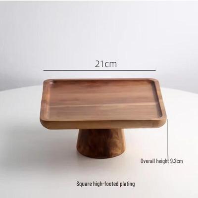 Japanese Acacia Wood High-Foot Serving Plate