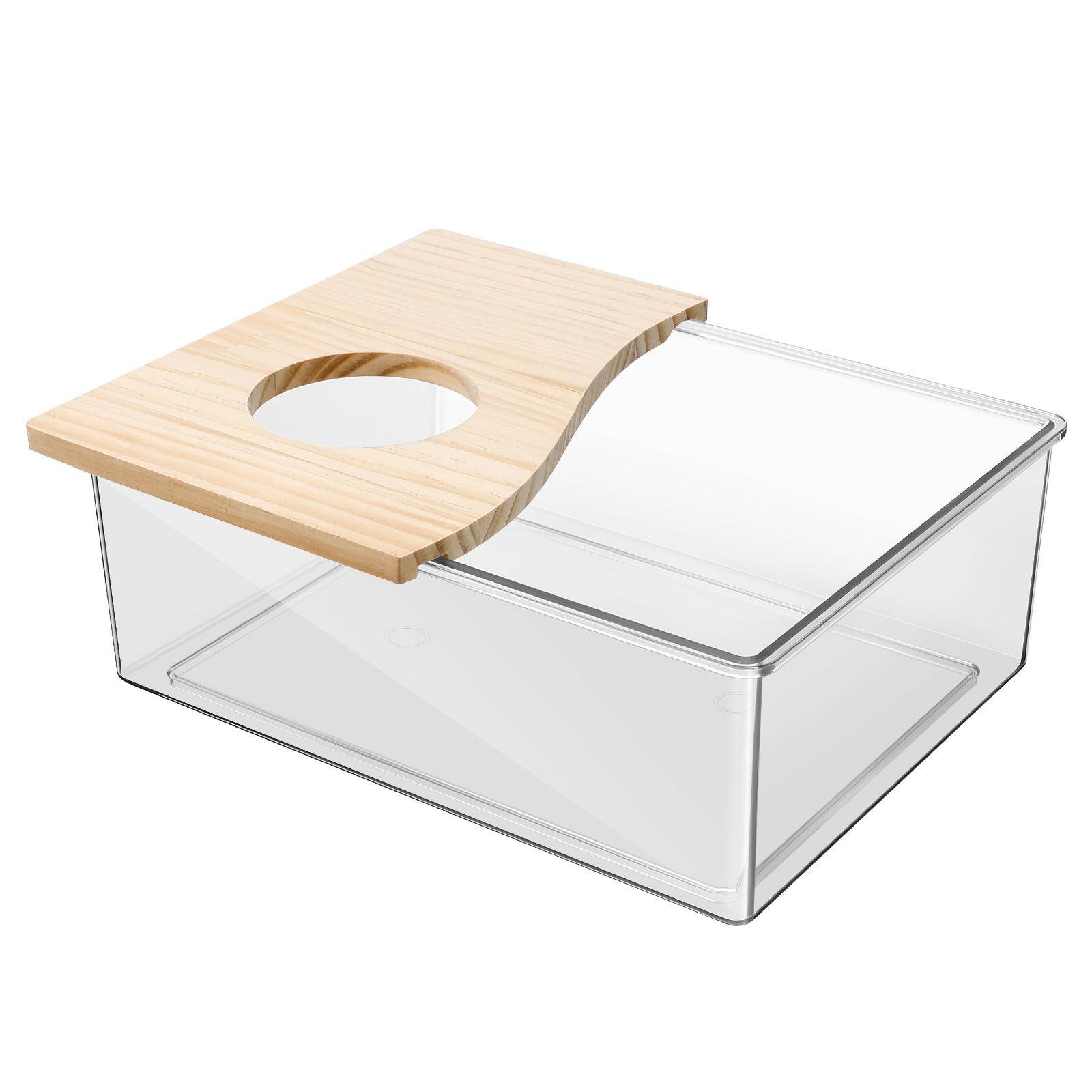 1pc Acrylic Wood Hamster Urinal Sand Bath Tub Dust Bath Container For Animal Cage Pet Supplies Cleanliness Equipment Cages