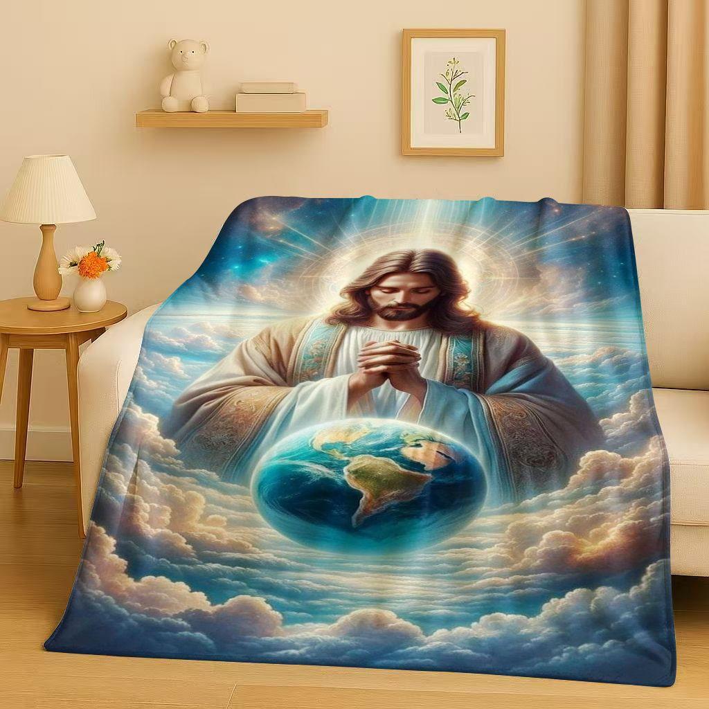 Classic Jesus Virgin Mary Art Flannel Blanket,Ultra Soft Warm Plush Throw for Home Bedroom Bed Sofa Cover Office Travel Gift Kid