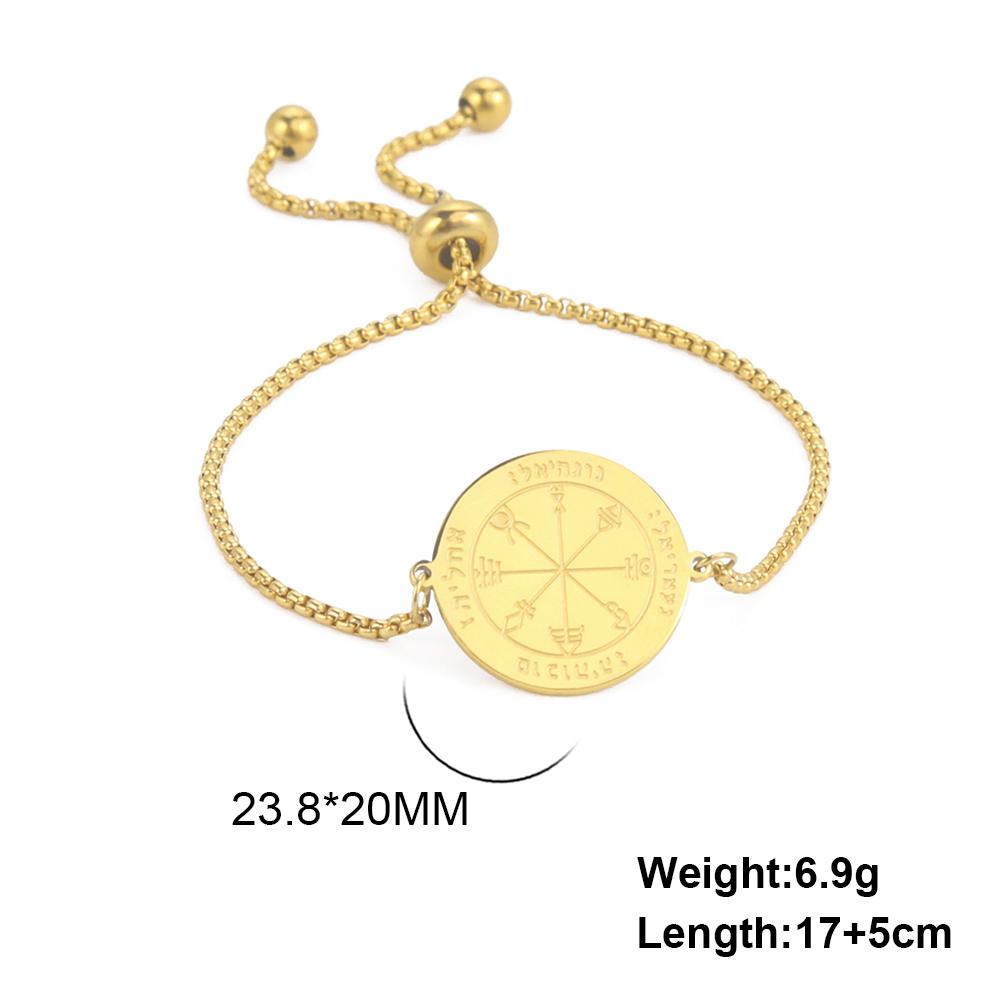 Teamer Key of Solomon Pentacle Bracelet Stainless Steel Gold Color Bracelet Magical Astrology Jewelry Jupiter Sun Venus