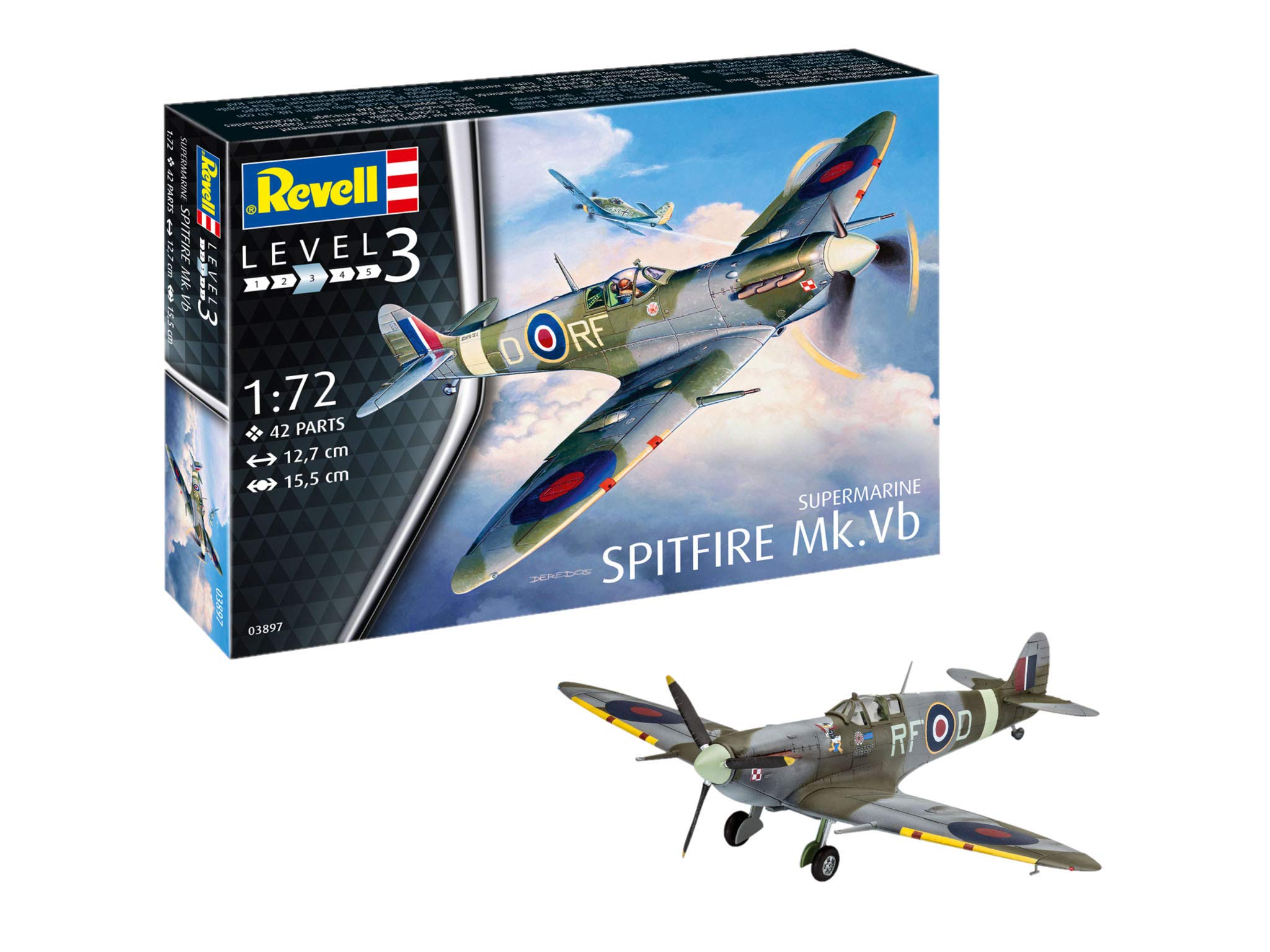 

German Revell RAF Spitfire Plastic Model Kit 03897 1/72 Mk.5b