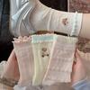 Cute Little Bear Embroidered Socks - Children's Cartoon Plush Socks, Thin Style with Lace and Boneless Bows