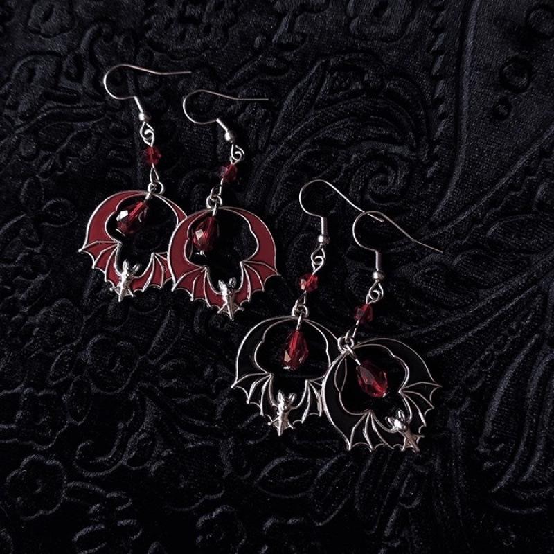 Gothic Halloween Bat Earrings