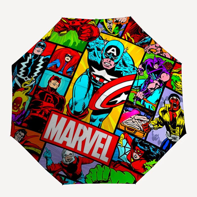 

1pc Marvel Comics Automatic Folding Umbrella - Compact 8-Rib Design, Durable Plastic & Iron, Daily Use F104017