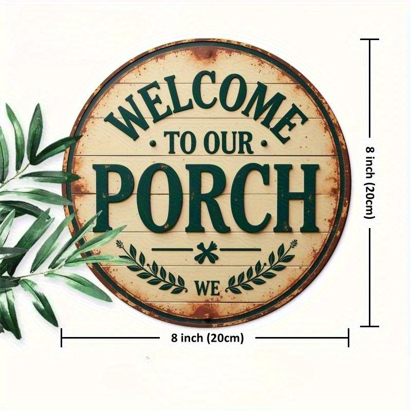 

2d Flat 20*20cm, Welcome To Our Porch Wooden Logo, Wall Decoration with Leaf, Suitable for Retro Wooden Home Gifts At Entrances, Halls, Garden, Cafe. 20*20cm