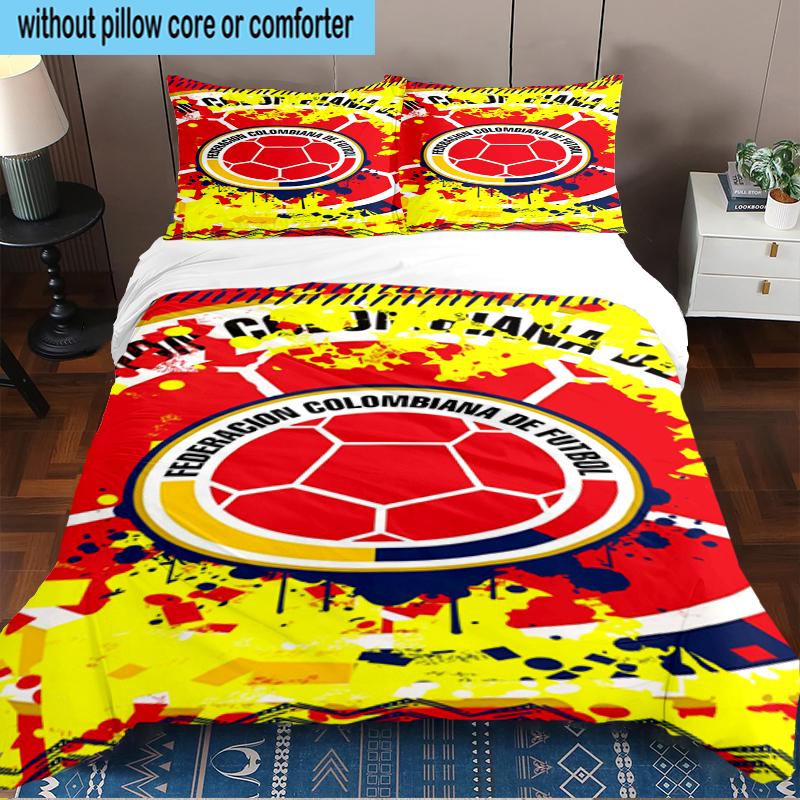 Colombian National Football Team 3PCS Bedding Set 2D Printing (Includes 1 Duvet Cover + 2 Pillowcases Coreless), Bedroom decor,Fan Gift