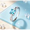 French-style Delicate Twisted Band Ring with Blue Cubic Zirconia Princess Square Blue Diamond Niche Commuter Jewelry