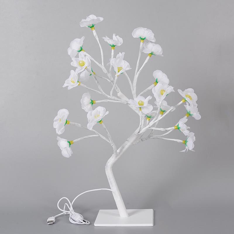 LED Cherry Blossom & Peach Phalaenopsis Table Lamp - Christmas Tree Room Decor Night Light