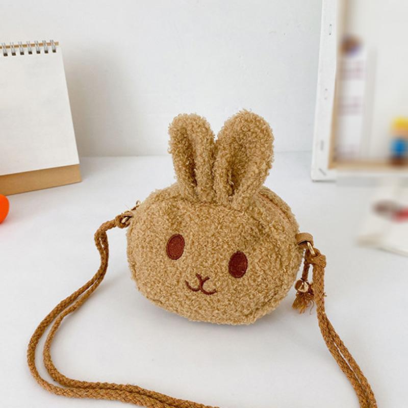 Children's Cute Plush Bunny Bag Girls Waist Bag Gradient Color Chest Bags Autumn winter Child Waist Belt Bag Cartoons Purse