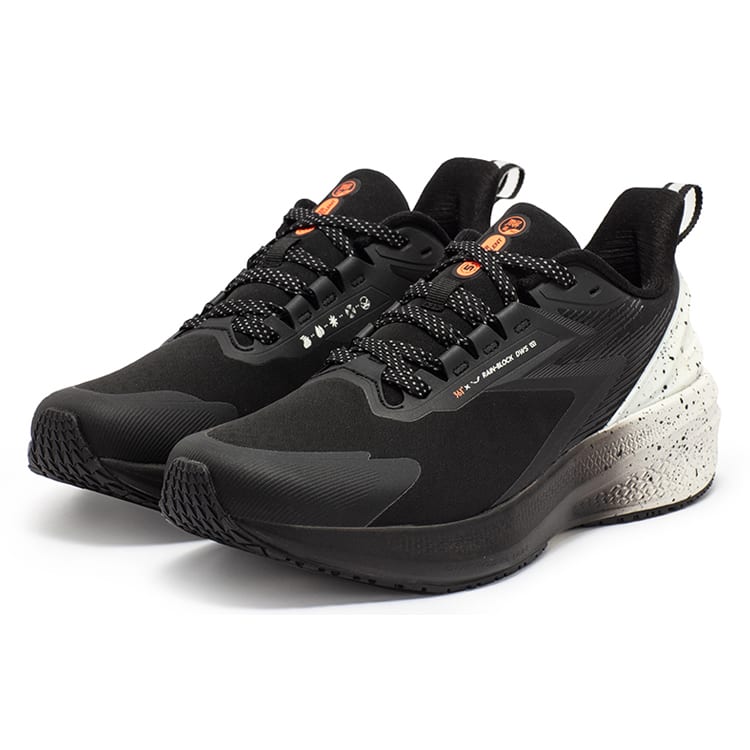 361 Rain Screen Low top Running Shoes Men's Obsidian Black/Fluorescent Red Orange 572342228-11