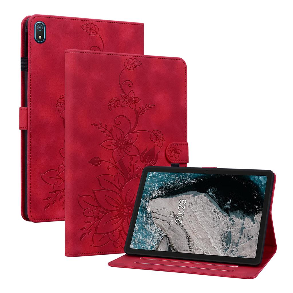 Custodia per Tablet in Pelle PU Squisito Design Floreale Goffrato per Nokia T20