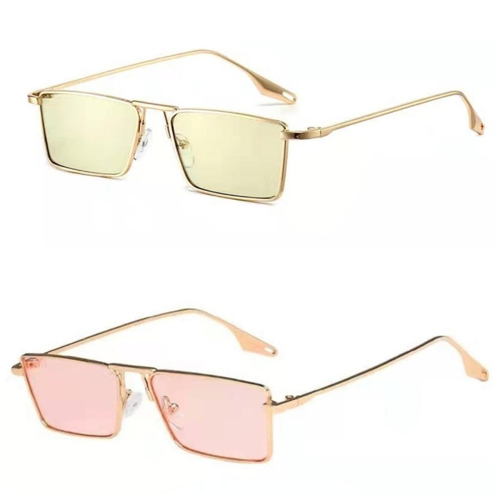 2pcs Women Fashion Metal Frame square outdoors Eyewear Shades Sunglasses For Women Men Glasses