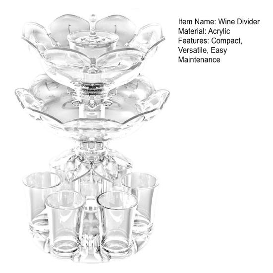 Double Layer Drink Dispenser with 6 Shot Glasses Acrylic Liquor Dispenser Wine Divider Quick Pour Bar Accessories