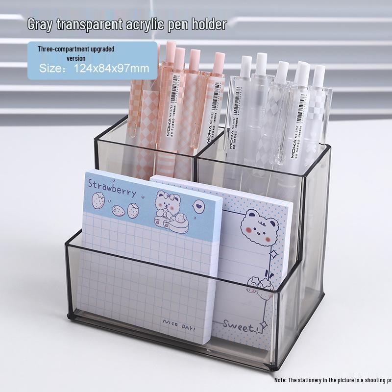 Stylish Multi-Grid Transparent Pen Holder for Office Desk