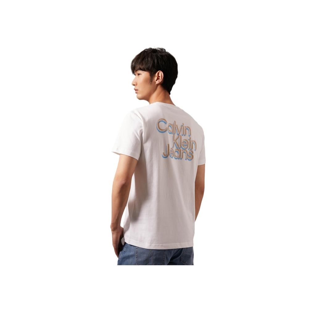 Calvin Klein Casual Cotton Colorful Letter Print Short Sleeve T-Shirt Unisex Tops White J400316YAF