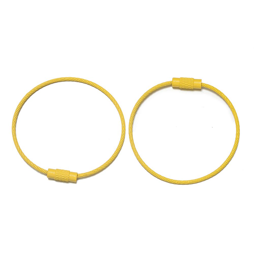 

5/10pcs 50mm Colorful Keychain Wire Circle Rope Cable Loop Outdoor Camp Luggage Tag Keyring Screw Lock for DIY Jewelry Making 50mm x 5pcs жёлтый