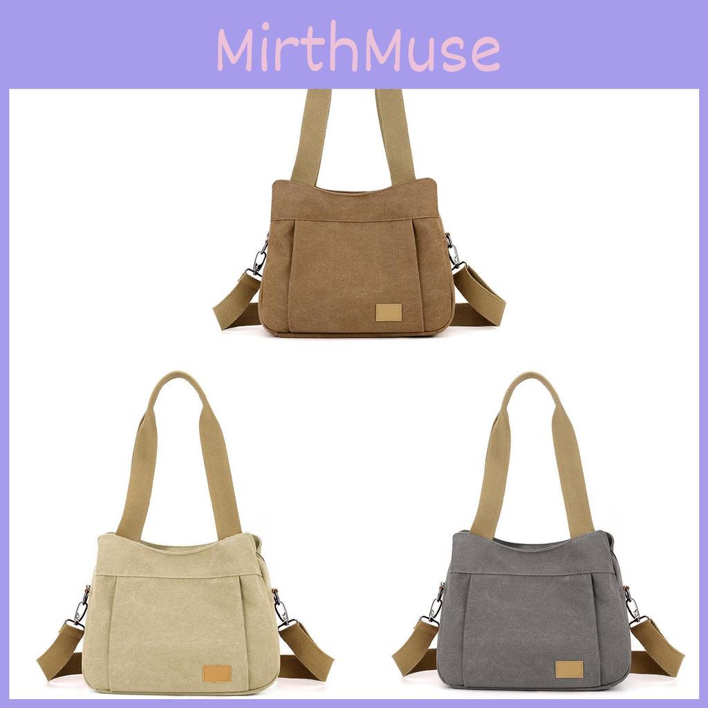 Urban Style Womens Large Capacity Canvas Shoulder Bag With Sewed Details For Casual Outings