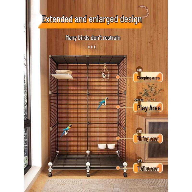 Luxury Splash-Proof Bird Cage: Large, Elegant Villa for Cockatiels, Tiger Skins, Thrushes, and Mynas