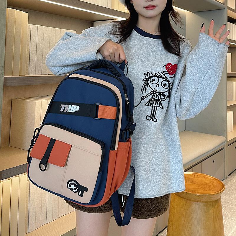New solid color small fresh schoolbag junior high school college student backpack campus simple backpack