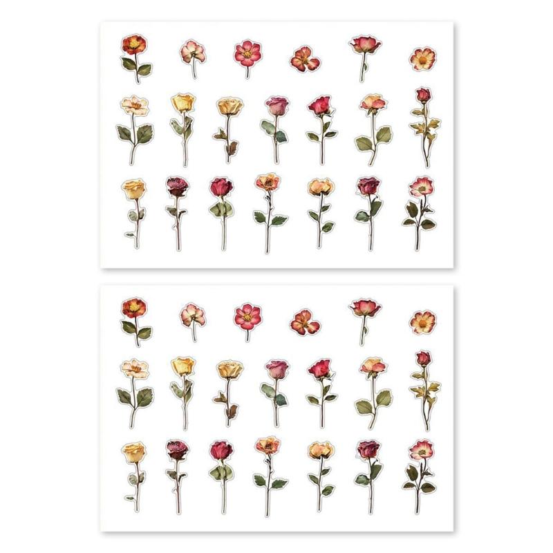 

Plant Leaf Flower Themed Sticker Adheisve PET Sticker for Scrapbooking Journal Planner Phone Case Photo Album