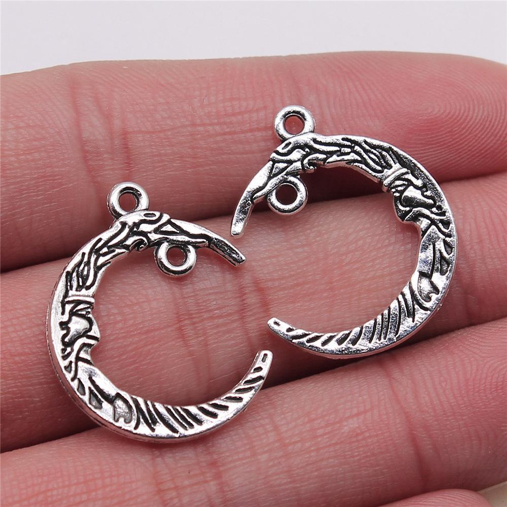 10pcs Charms Moon Antique Silver Color Moon Charms Pendants For Bracelets Moon And Star Charms Wholesale