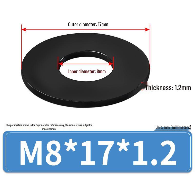 8.8 Grade Black Hardened High-Strength Oversized Flat Metal Spacer Washer (M2-M8)