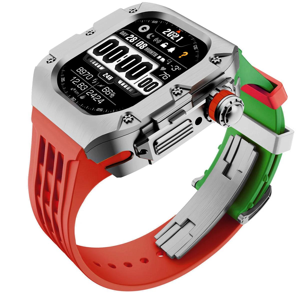 

Розкішний комплект для модифікації з нержавіючої сталі для Apple Watch Ultra 3 2 1 49 мм Корпус Ремінець для Iwatch 9 8 7 6 SE3/2/1 5 4 44/45 мм Mod 45mm Series 9 8 7