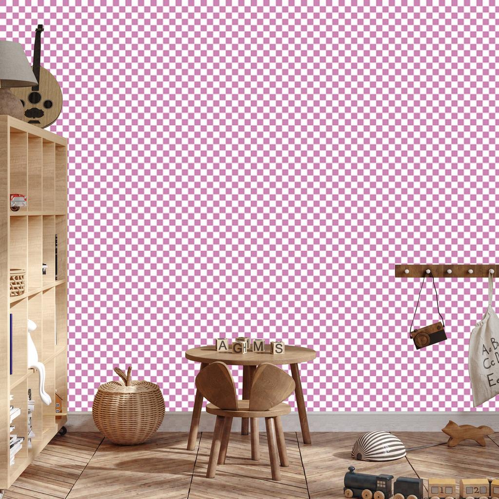 Checkerboard Wallpaper Powder Pink, Powder Pink Center 50x1000