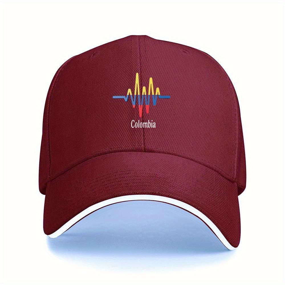Colombia Heartbeat Flag Colors Print Baseball Cap Polyester Adjustable Outdoor Sports Hat Unisex