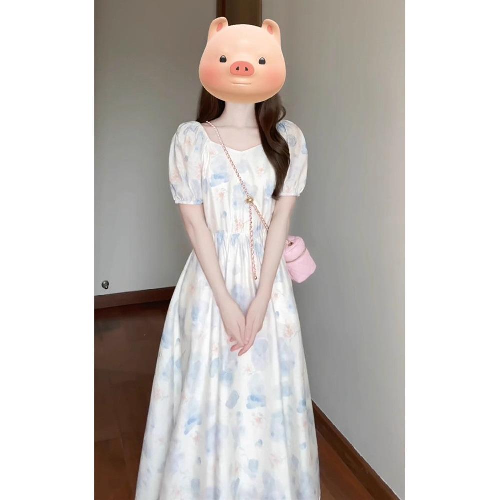 Coffee Break French Retro Gentle Wind Sweet High-end Temperament On the Run Princess Floral Dress Summer New