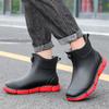 Outdoor function bright black 16 high short wading boots flat bottom thickened rubber shoes wading boots outdoor travel shoes rain shoes men