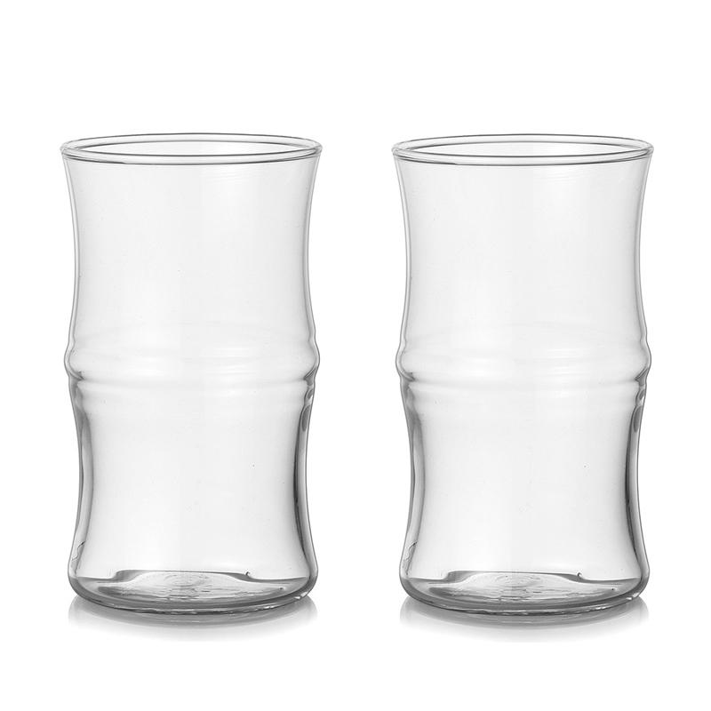 1PC 400MI Tazza di Vetro Trasparente con Nodo di Bambù Tazza da Caffè Resistente al Calore Tazza da Tè Tazze per Acqua Latte Succo di Frutta Estivo Tazza da Bere