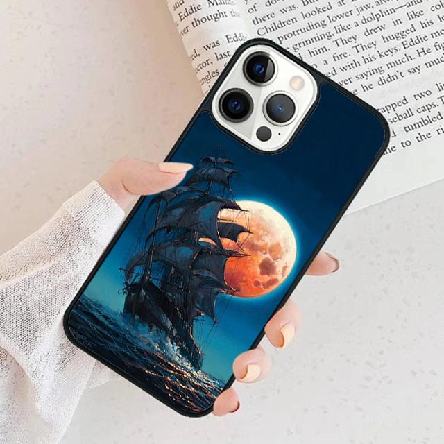 Sailing Pirate Ship Phone Case For iPhone 17 Air 15 16 Cover  11 13 14 Pro Max 12 Plus Max Fundas