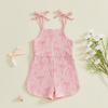 Little Girl Summer Cami Jumpsuit Sleeveless Floral Bow Print Tie Shoulder Shorts Jumpsuits