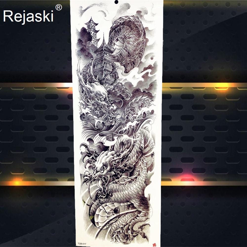 1PC Cool Totem Temporary Tattoo Fake Black Full Arm Tattoo Sticker For Men Summer Style Tatoos Decal