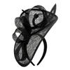 Black Flax Fascinator Hat Women Royal Ascot Headpiece Flower Fashion Chapeau Cap For Church Kentucky Derby Chapeau Cap Headband