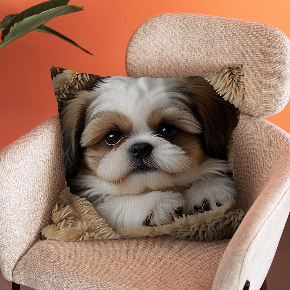 Krásný povlak na polštář Shih Tzu Měkké povlaky na polštáře pro dekoraci farmářské pohovky Domácí dekorace a Ochranný povlak na polštář