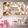 1Pcs Elegant Golden Happy Birthday Decoration Background Backdrop For Photo Studio Photo Booth Party