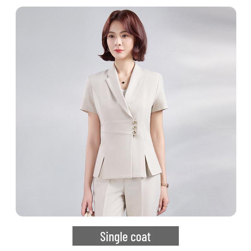 

2026 Women s Elegant Short-Sleeve Suit Set - Thin, Fashionable Workwear for Professional and Administrative Commute XL