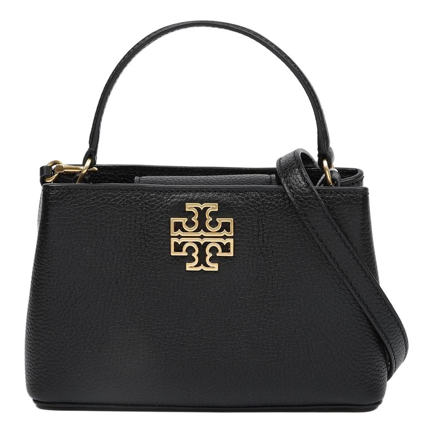 

Tory Burch Britten Brand Micro Logo Detachable Shoulder Strap Pebbled Leather Shoulder Crossbody Tote Bag Women handbags Black 139091-001 Basic Set (Bag+Dust Bag)