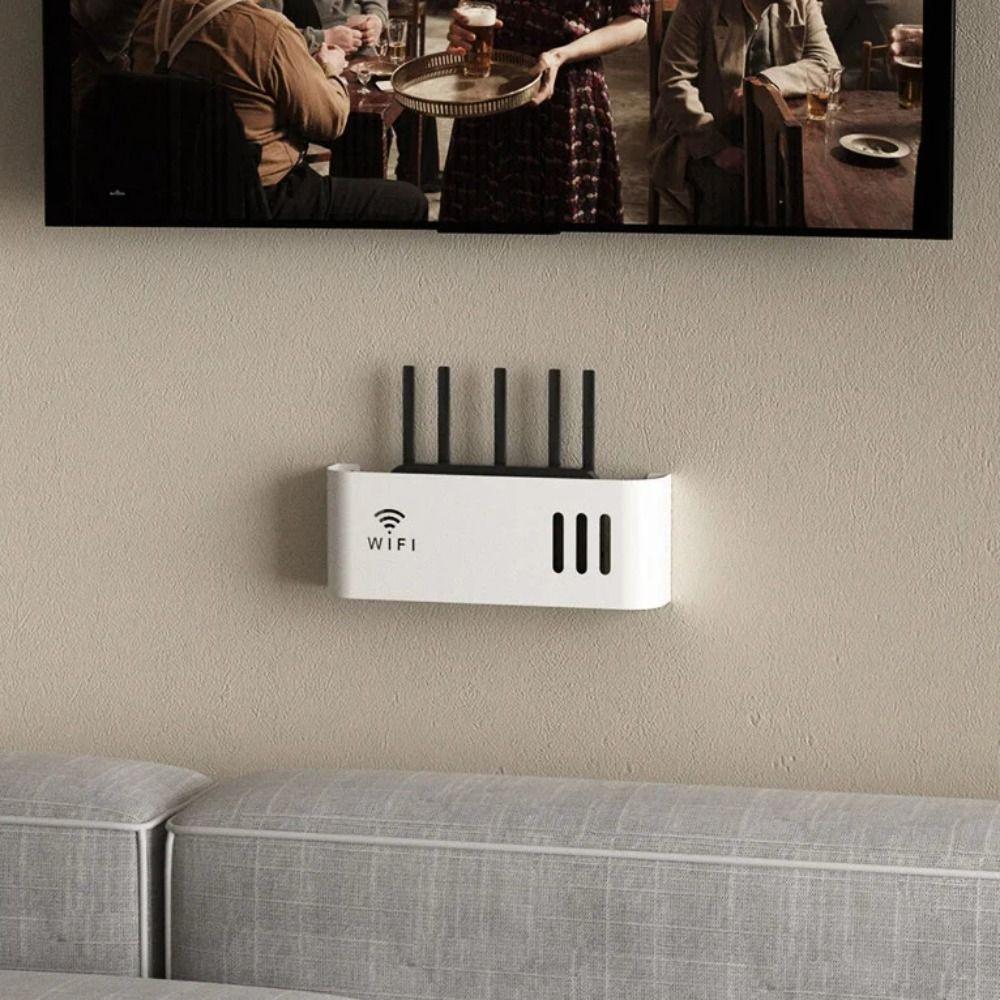 Wall Mounted WiFi Router Shelf Plastic Power Cable Organizer for Power Strips & Home Decor