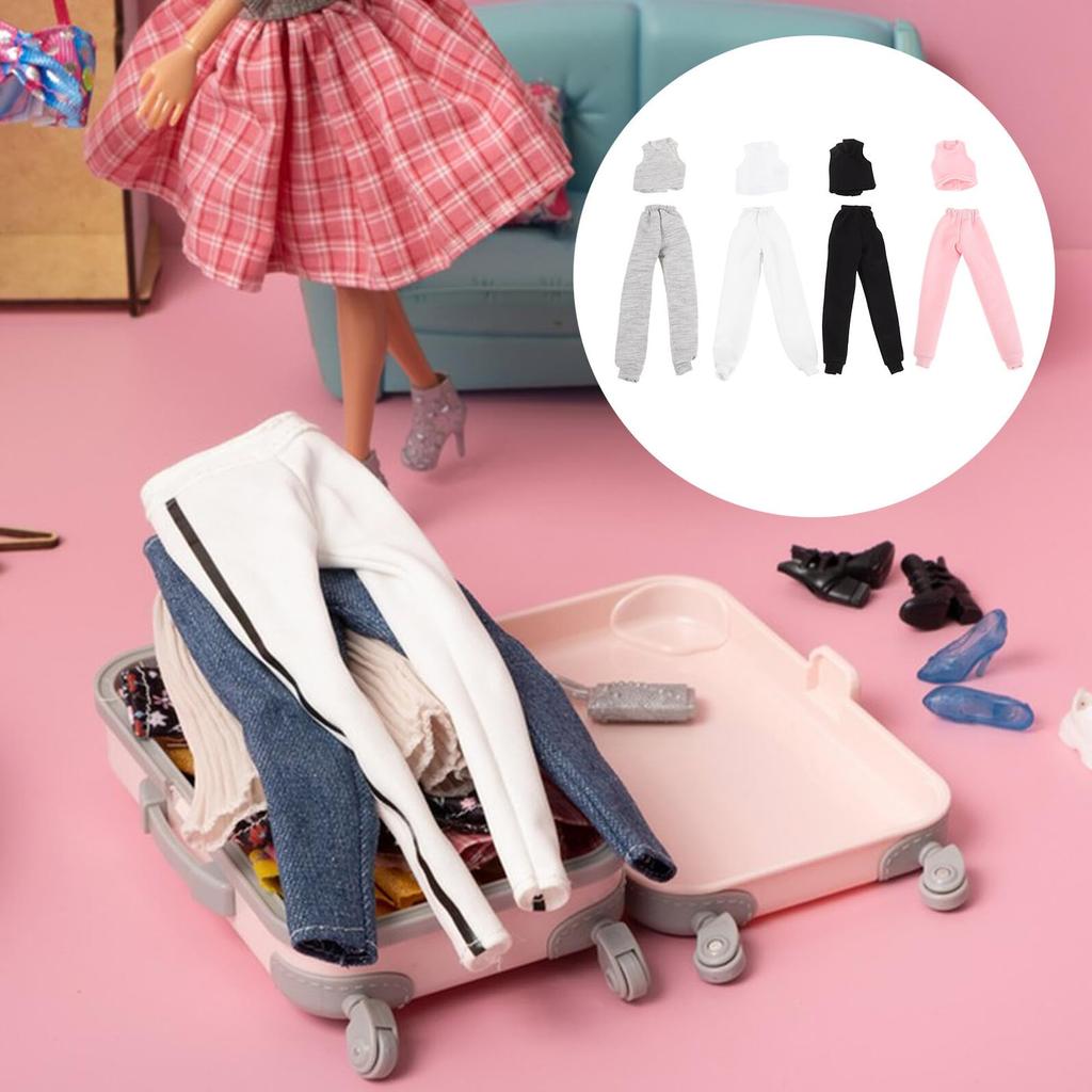 FRCOLOR Doll Clothes Summer Outfit for 30cm Casual Doll Replacement Toy Summer Clothes 4-Piece Set, Licca-chan Dolls, Vest, Pants, Outfit, 1/6 Outfit,