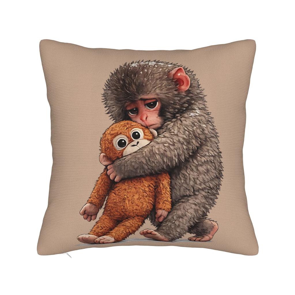 Pillow Case Baby Monkey Punch Cute Monkey Punch Comfy Pillow Cover For Office Car Home Decor Retro Trendy Pillowcases
