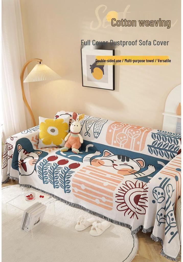 All-Season Universal Knitted Sofa Cover for Single or Three-Person Sofa
